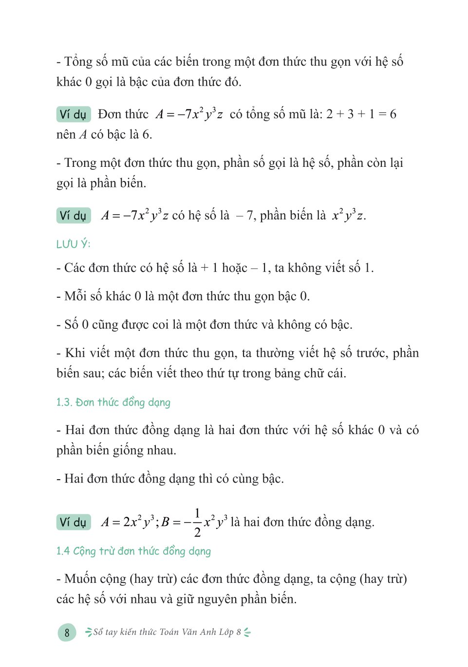 sổ tay kiến thức toán văn anh lớp 8 - Ảnh 9