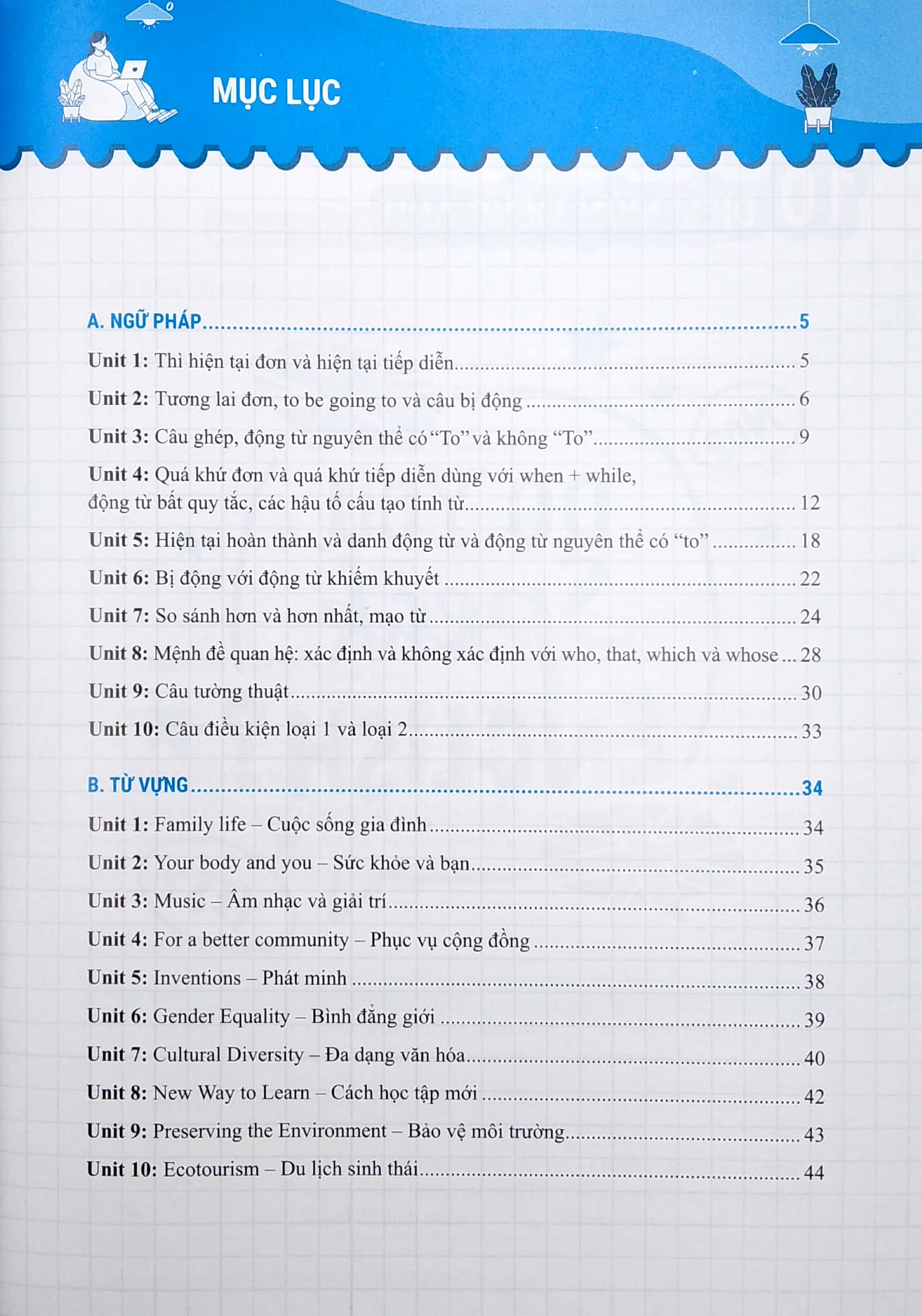 sổ tay tra cứu nhanh ngữ pháp từ vựng dạng bài môn tiếng anh lớp 10 - Ảnh 3