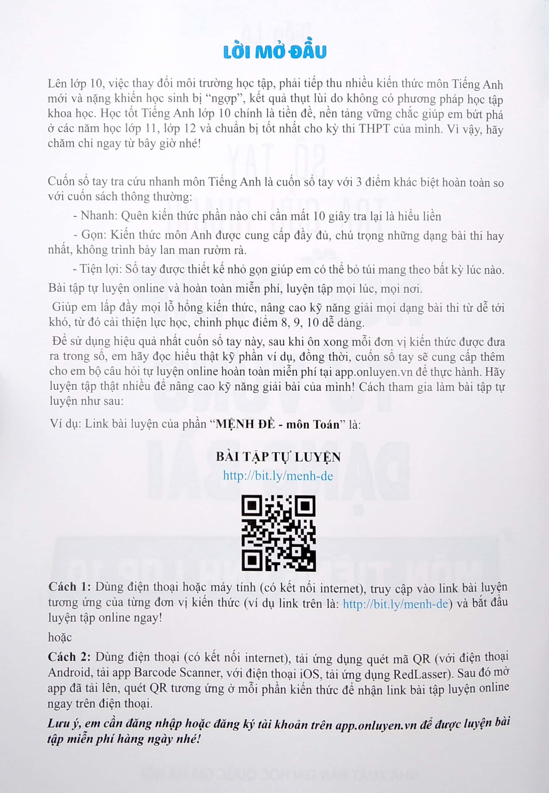 sổ tay tra cứu nhanh ngữ pháp từ vựng dạng bài môn tiếng anh lớp 10 - Ảnh 4