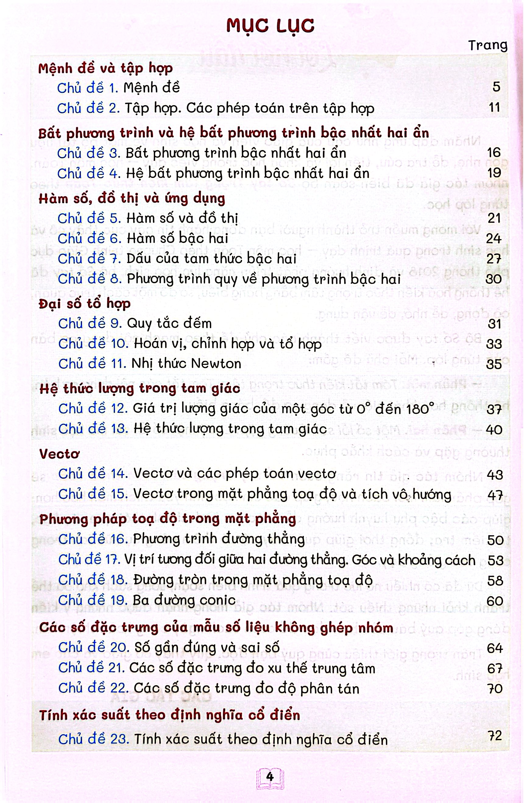 Sổ Tay Trọng Tâm Kiến Thức Toán 10 - Ảnh 4