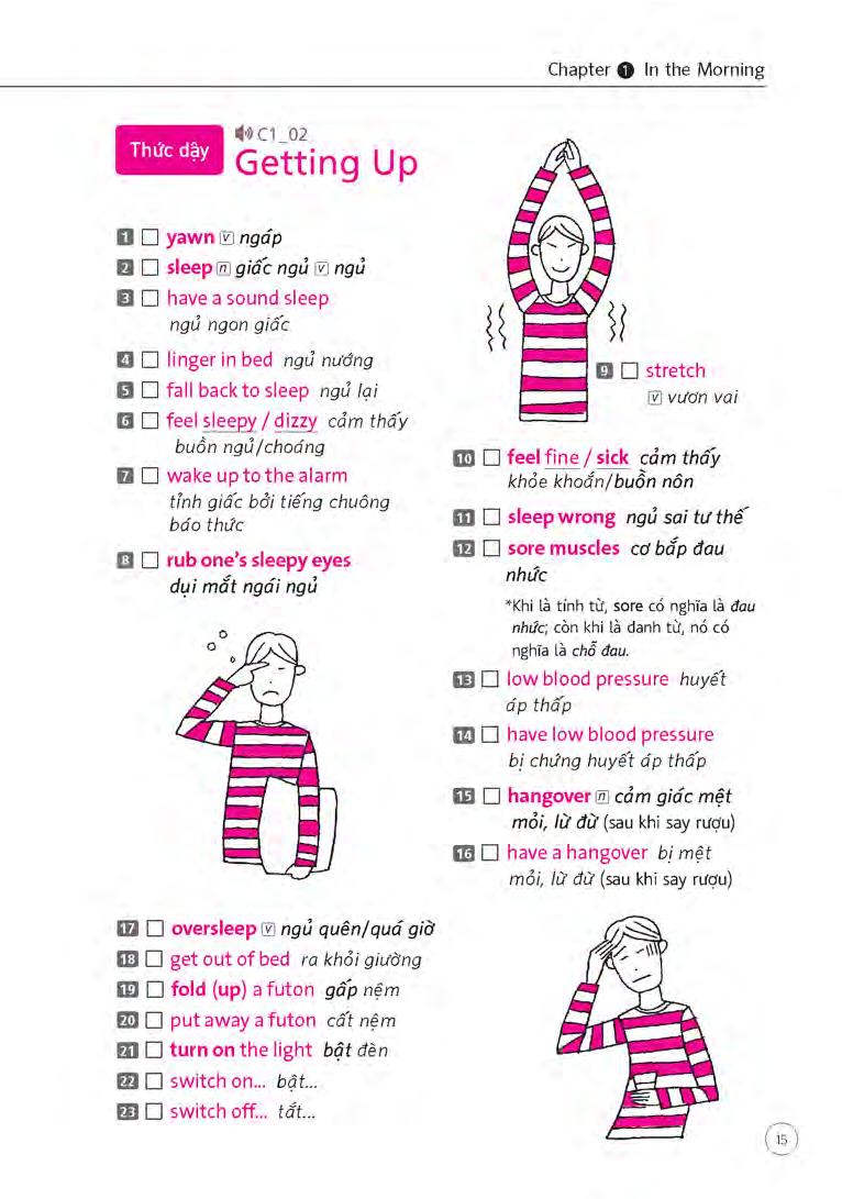 sổ tay từ vựng tiếng anh - từ lúc thức giấc đến khi đi ngủ (bao gồm sách và 1 đĩa mp3) - Ảnh 15