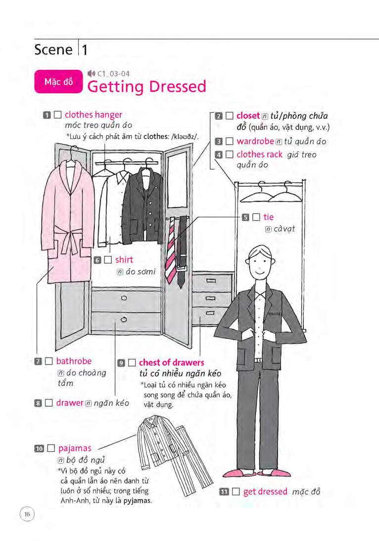 sổ tay từ vựng tiếng anh - từ lúc thức giấc đến khi đi ngủ (bao gồm sách và 1 đĩa mp3) - Ảnh 16