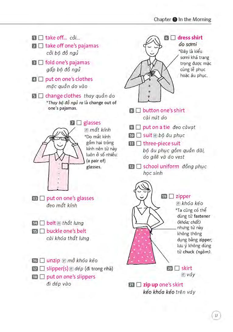 sổ tay từ vựng tiếng anh - từ lúc thức giấc đến khi đi ngủ (bao gồm sách và 1 đĩa mp3) - Ảnh 17