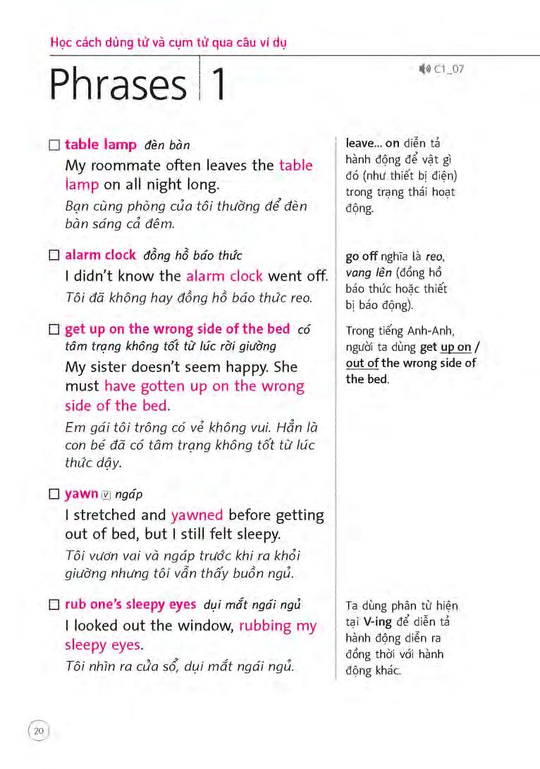 sổ tay từ vựng tiếng anh - từ lúc thức giấc đến khi đi ngủ (bao gồm sách và 1 đĩa mp3) - Ảnh 20