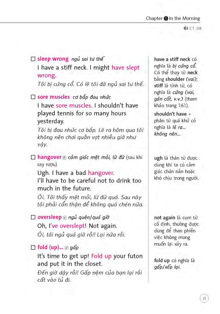 sổ tay từ vựng tiếng anh - từ lúc thức giấc đến khi đi ngủ (bao gồm sách và 1 đĩa mp3) - Ảnh 21