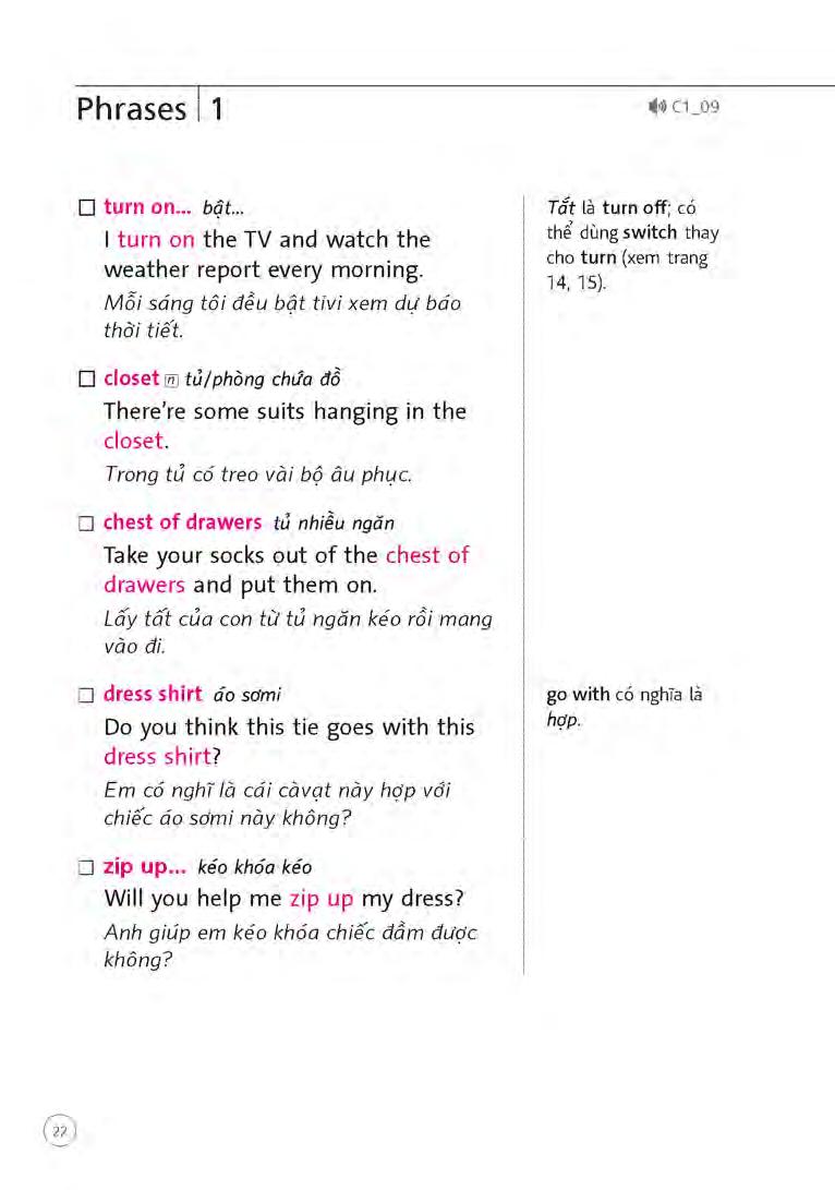 sổ tay từ vựng tiếng anh - từ lúc thức giấc đến khi đi ngủ (bao gồm sách và 1 đĩa mp3) - Ảnh 22