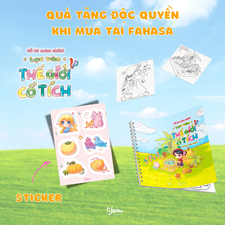 Sổ Tô Màu Chibi - Lạc Vào Thế Giới Cổ Tích - Bản Đặc Biệt - Tặng Kèm Sticker - Ảnh 2