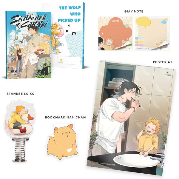 sói đầu đàn và cún nhỏ - tập 4 - bản đặc biệt - tặng kèm bookmark nam châm + set 2 giấy note + standee lò xo + poster a3