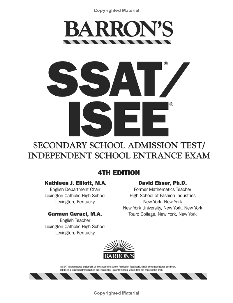 ssat/isee: high school entrance examinations 4th edition (barron's test prep) - Ảnh 3