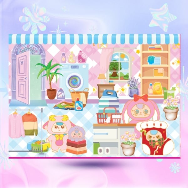 sticker chơi sáng tạo học thông minh - trò chơi đồ hàng baby three - chăm việc nhà - Ảnh 2