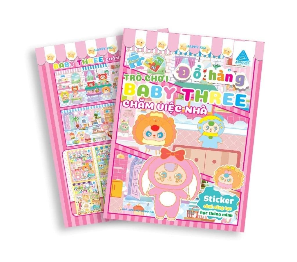 sticker chơi sáng tạo học thông minh - trò chơi đồ hàng baby three - chăm việc nhà - Ảnh 4