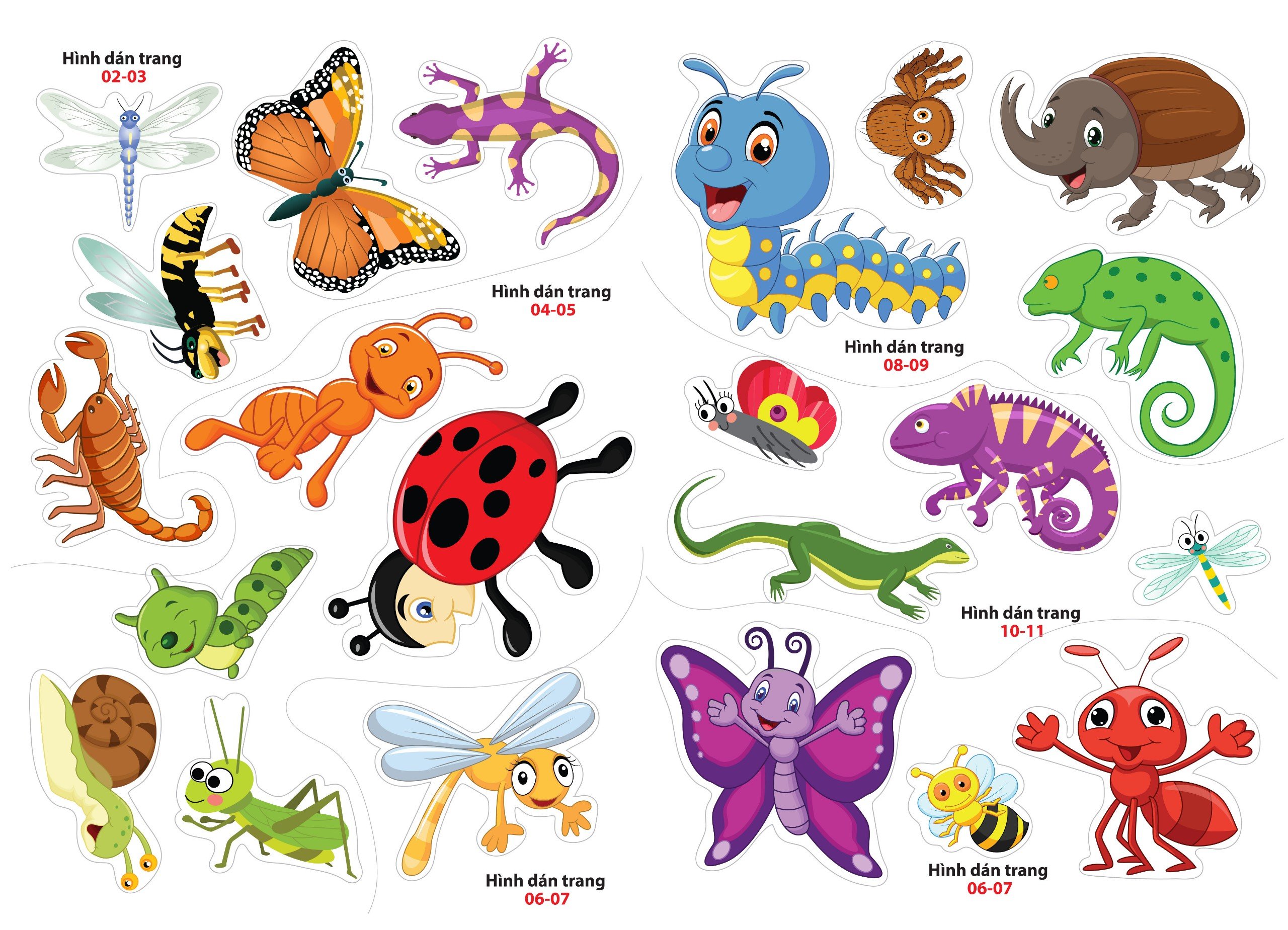 sticker dán hình thông minh - thế giới động vật - côn trùng, bò sát, lưỡng cư - Ảnh 5