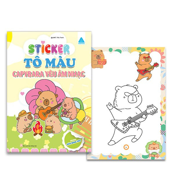 Sticker Tô Màu - Capybara Yêu Âm Nhạc