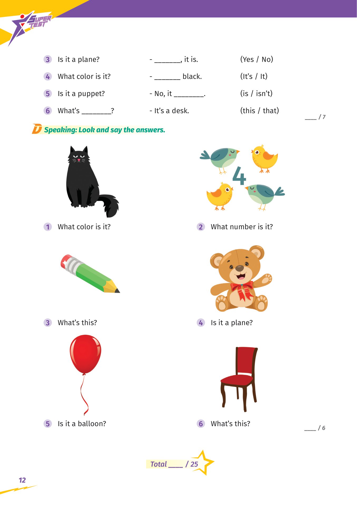 super test - đề kiểm tra nhanh tiếng anh cho học sinh lớp 1 - Ảnh 11