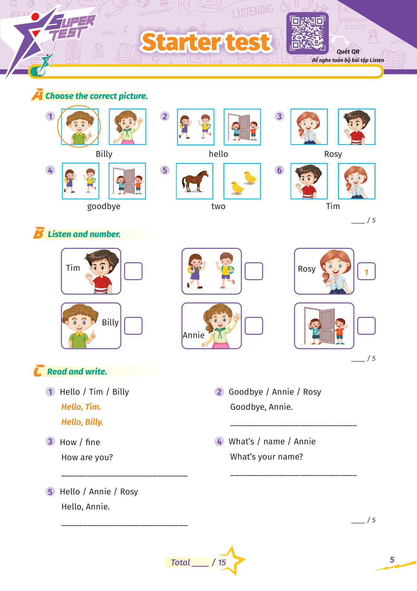 super test - đề kiểm tra nhanh tiếng anh cho học sinh lớp 1 - Ảnh 6