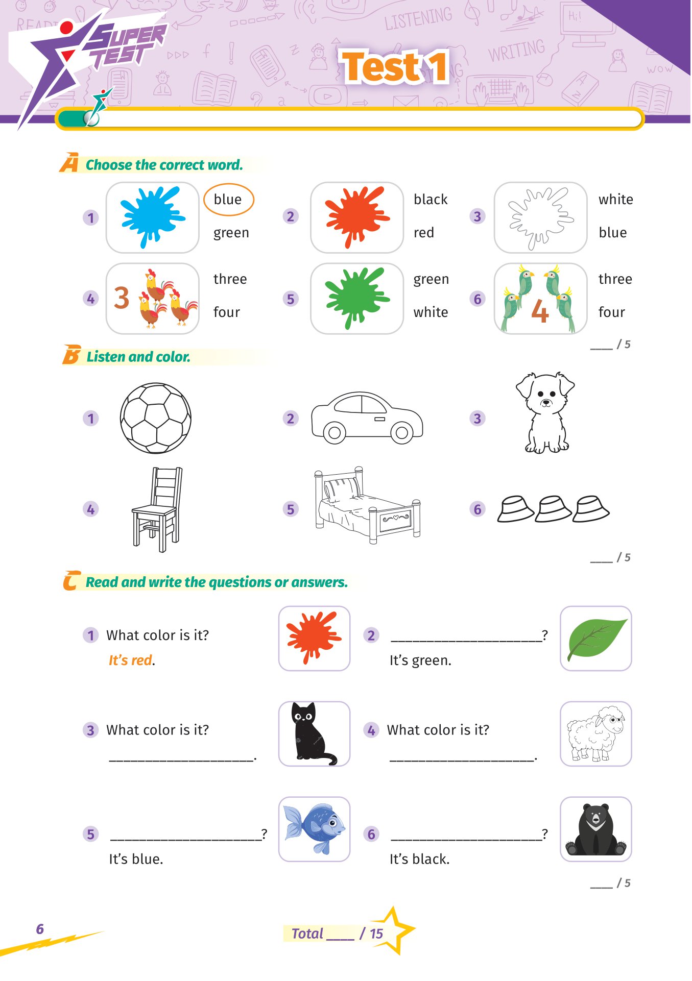 super test - đề kiểm tra nhanh tiếng anh cho học sinh lớp 1 - Ảnh 7