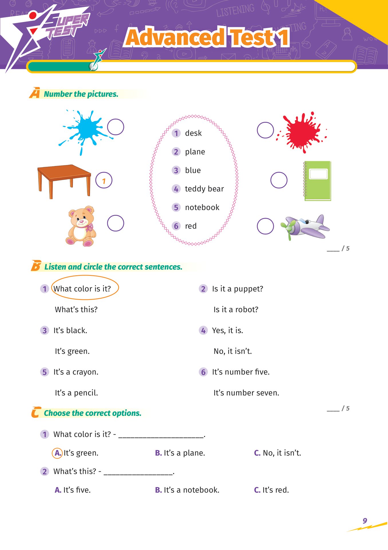 super test - đề kiểm tra nhanh tiếng anh cho học sinh lớp 1 - Ảnh 8