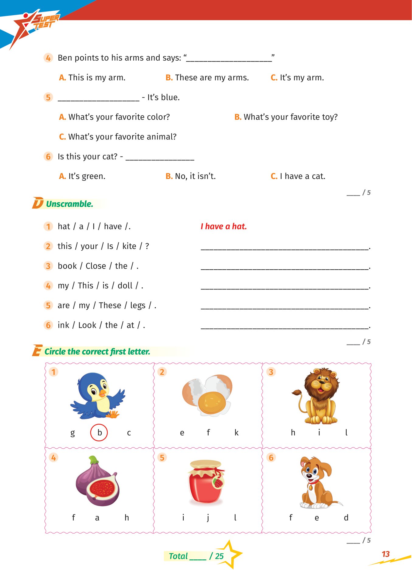 super test - đề kiểm tra nhanh tiếng anh cho học sinh lớp 2 - Ảnh 10