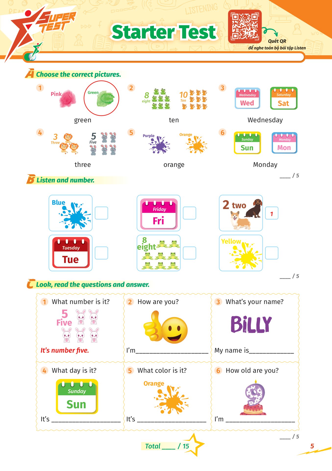 super test - đề kiểm tra nhanh tiếng anh cho học sinh lớp 2 - Ảnh 6