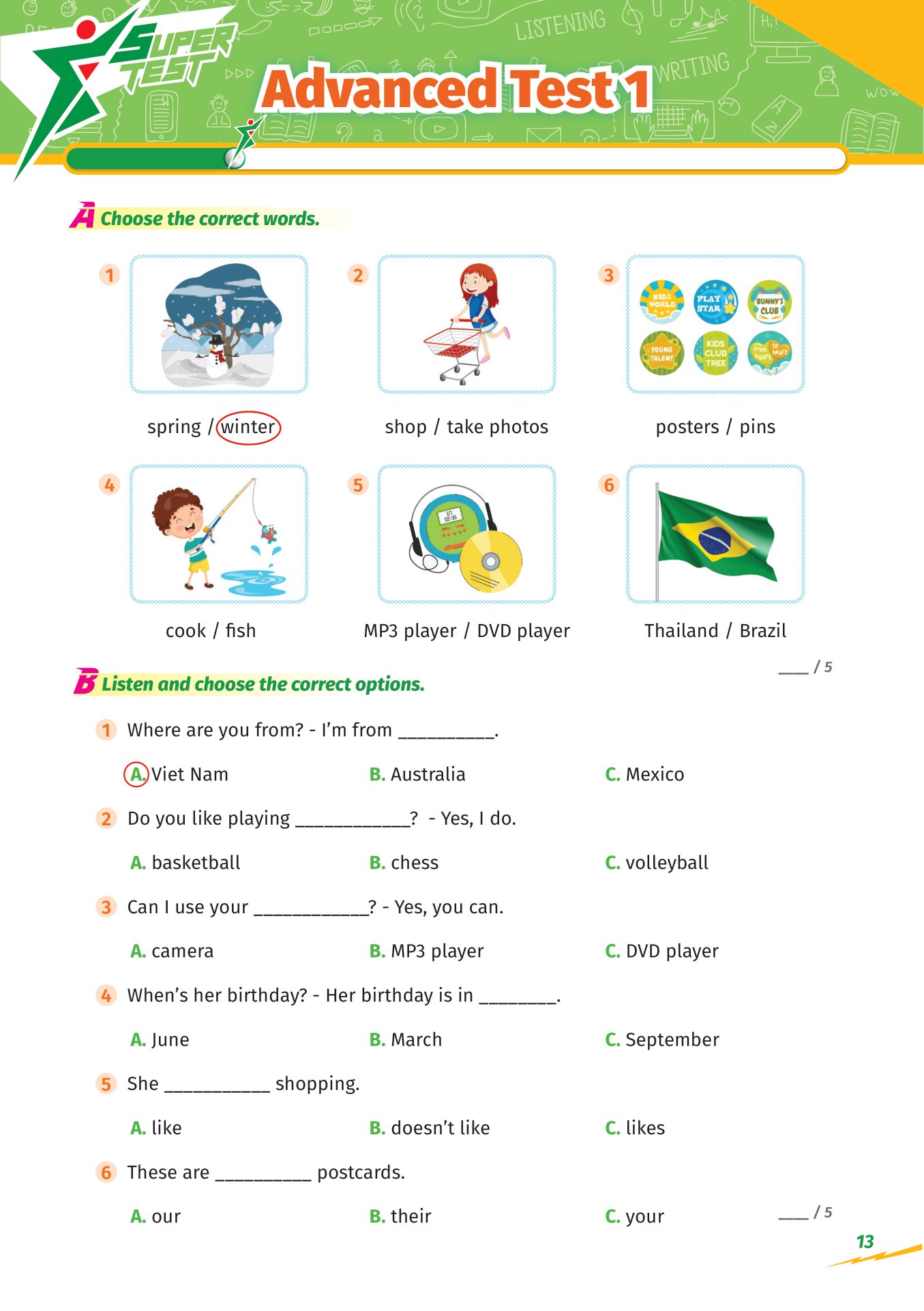 super test - đề kiểm tra nhanh tiếng anh cho học sinh lớp 4 - Ảnh 10