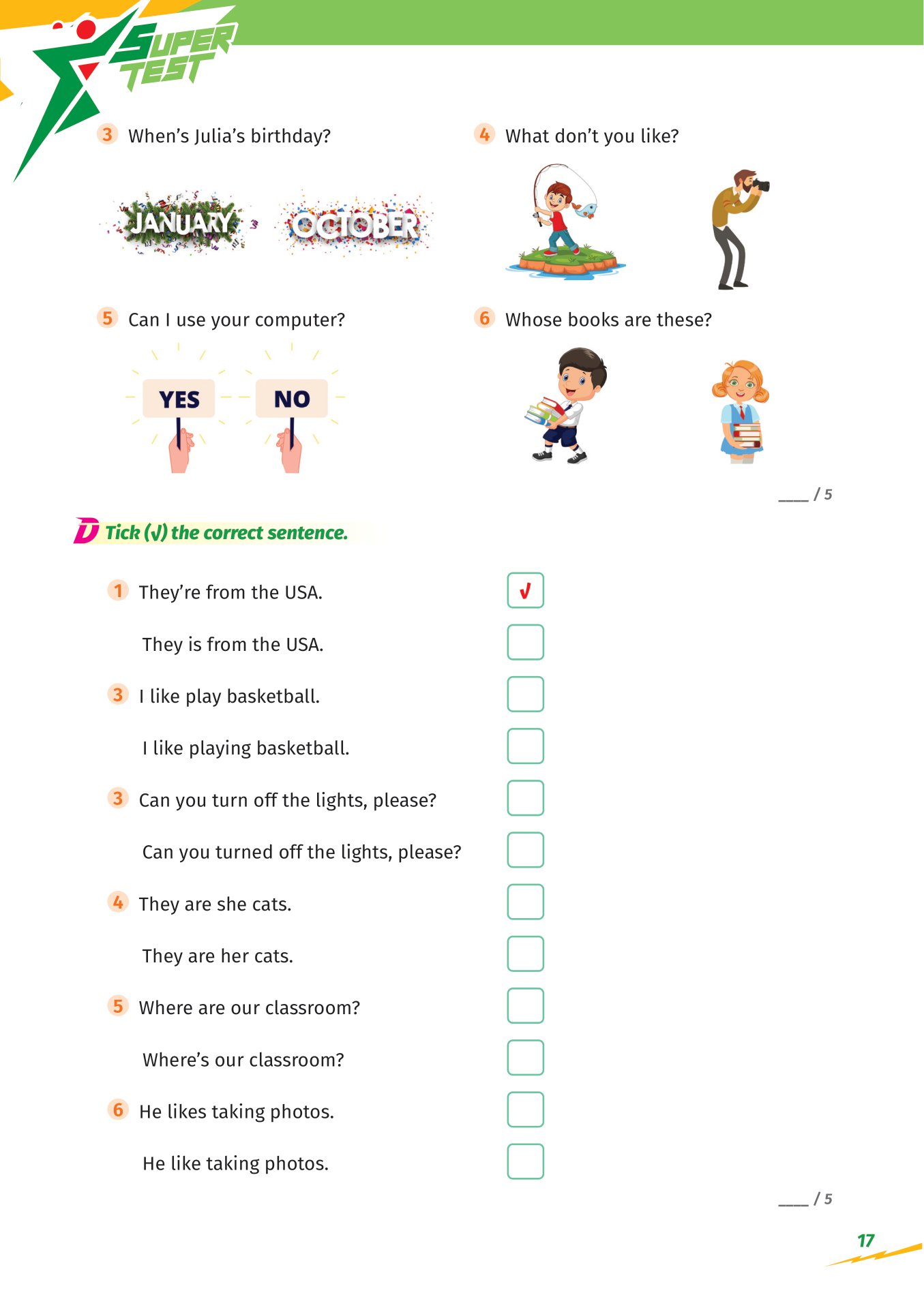 super test - đề kiểm tra nhanh tiếng anh cho học sinh lớp 4 - Ảnh 13