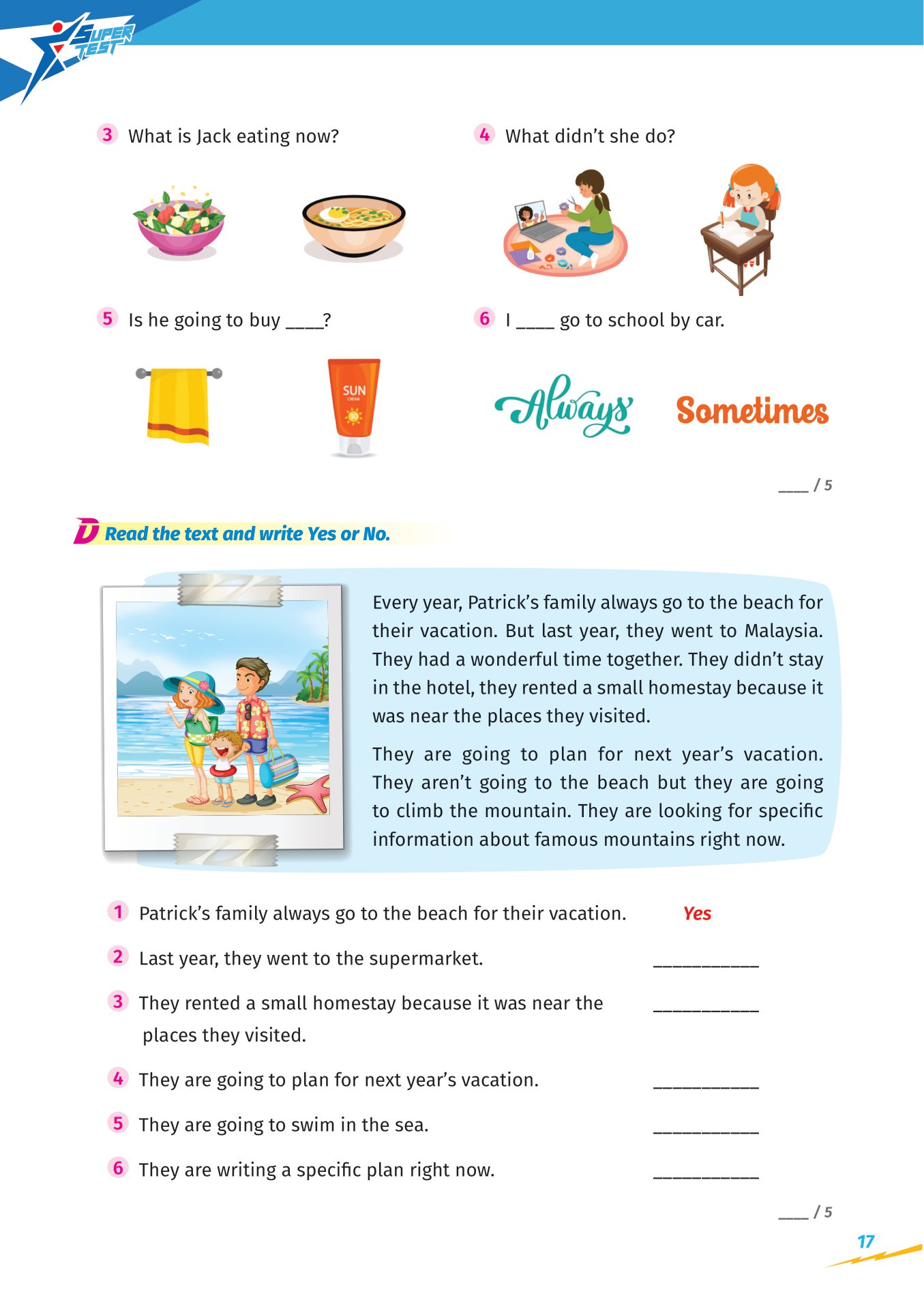 super test - đề kiểm tra nhanh tiếng anh cho học sinh lớp 5 - Ảnh 13