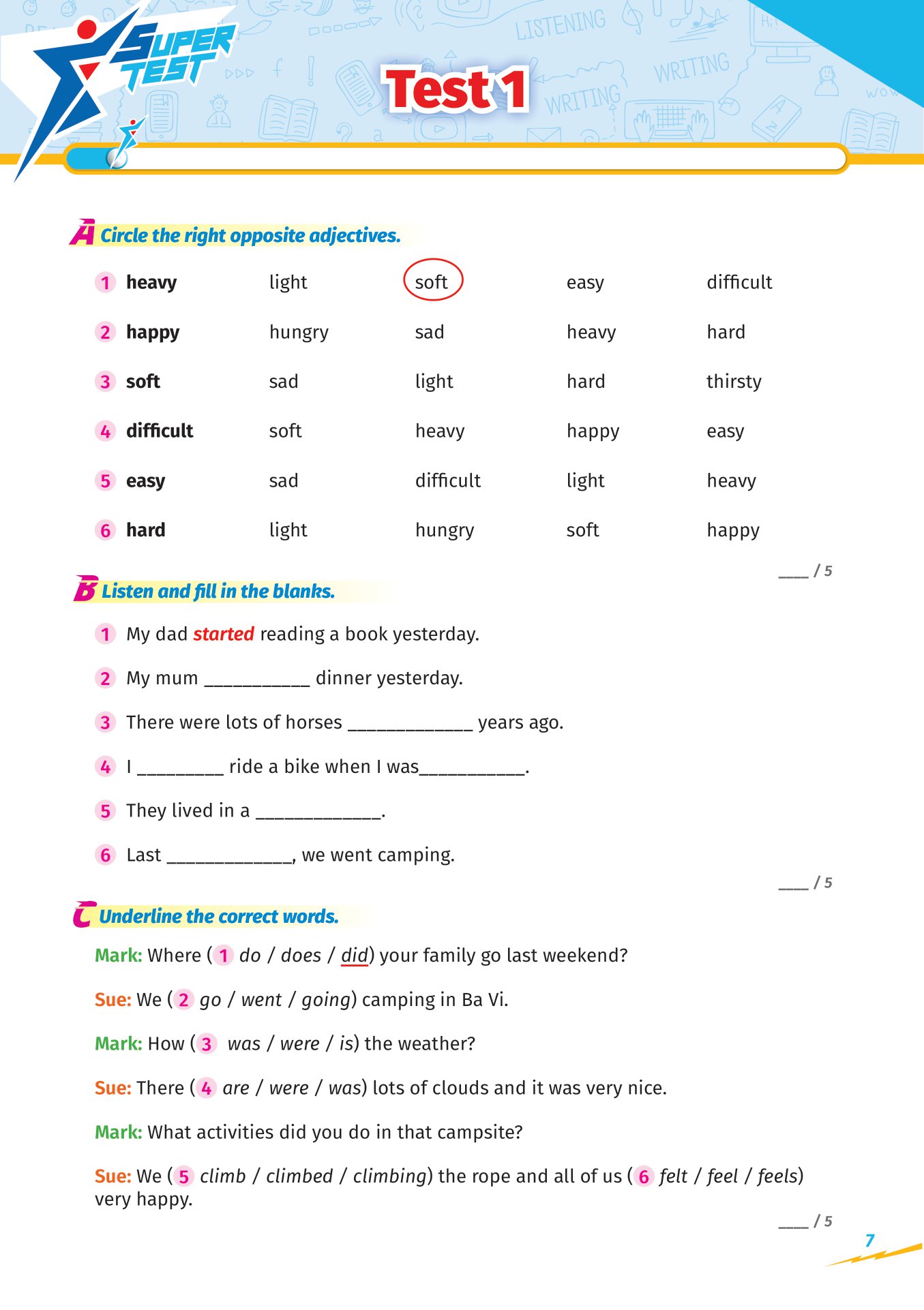 super test - đề kiểm tra nhanh tiếng anh cho học sinh lớp 5 - Ảnh 8