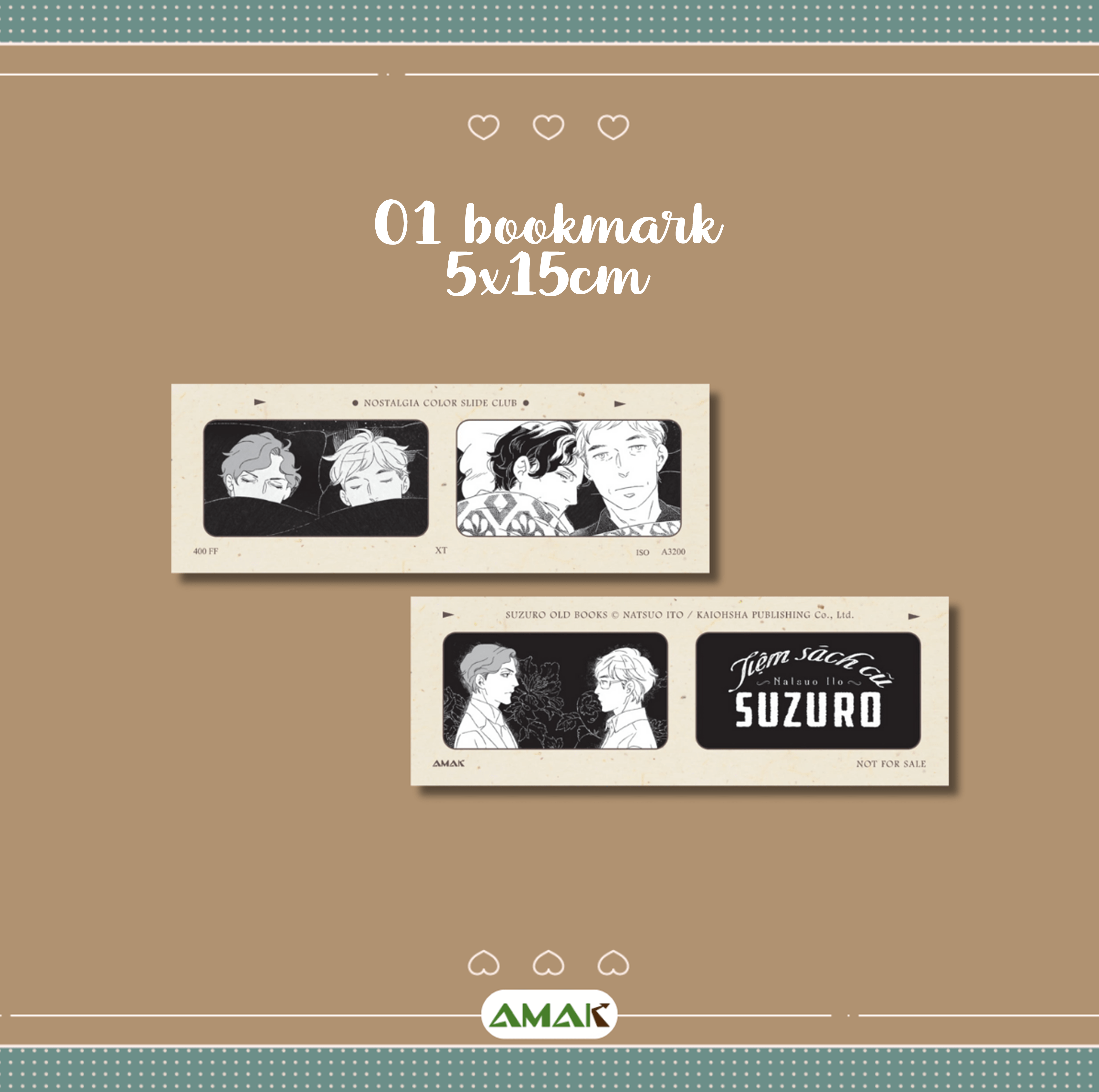 suzuro old books - tiệm sách cũ suzuro - tặng kèm bookmark hai mặt + postcard nhũ ánh trai + lót ly bồi đôi - Ảnh 4