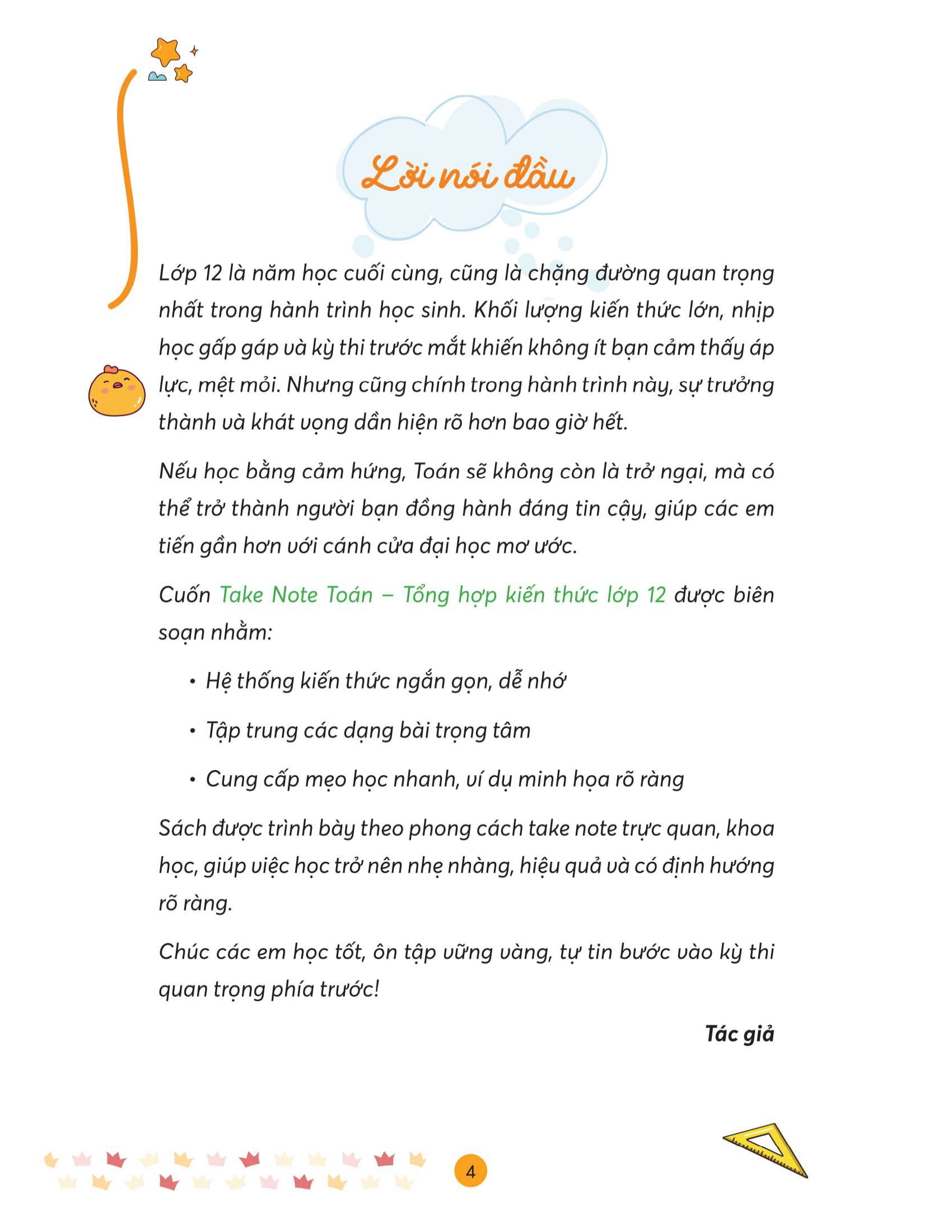 Take Note Toán -Tổng Hợp Kiến Thức Hiểu Nhanh, Nhớ Lâu - Lớp 12 - Ảnh 3