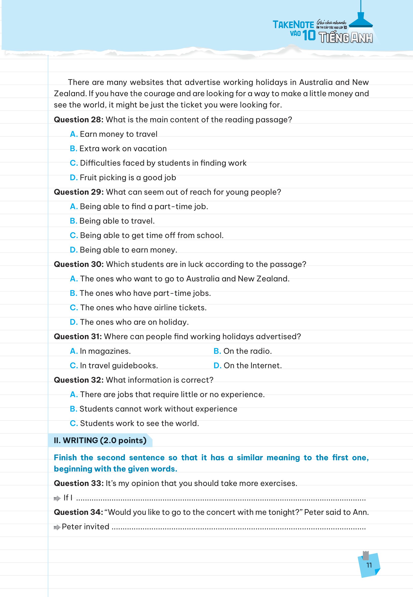 take note vào 10 - ghi chú nhanh ôn thi cấp tốc vào lớp 10 - tiếng anh - Ảnh 13