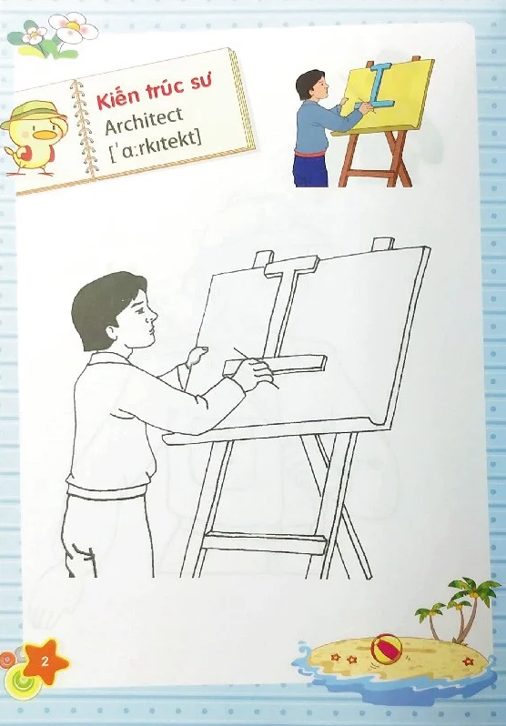 tập tô màu mẫu giáo - chủ đề nghề nghiệp (2022) - Ảnh 3