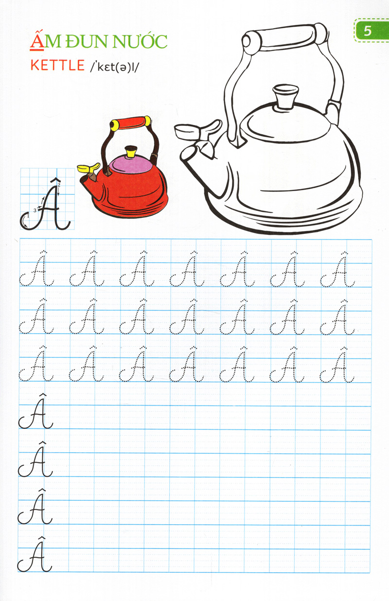 tập viết chữ đẹp & tô màu - kiểu chữ hoa (khổ nhỏ) - Ảnh 5