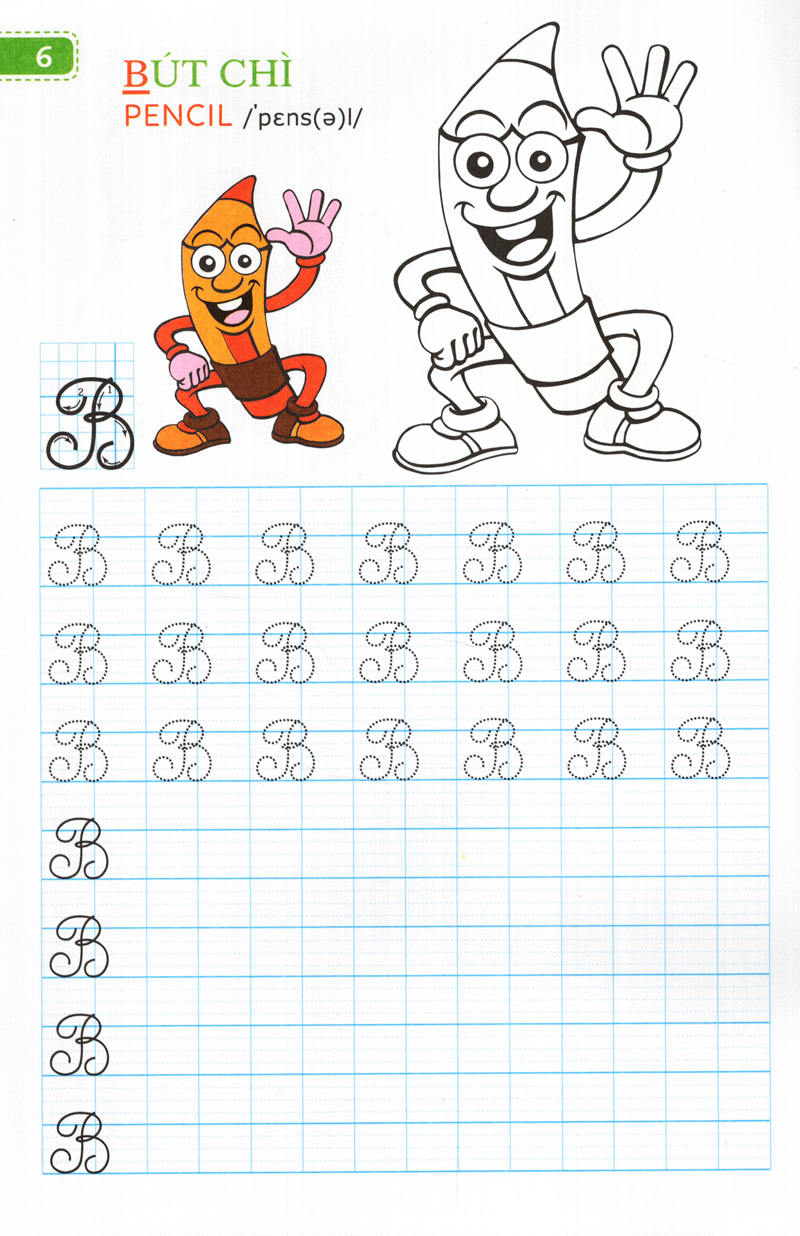 tập viết chữ đẹp & tô màu - kiểu chữ hoa (khổ nhỏ) - Ảnh 6