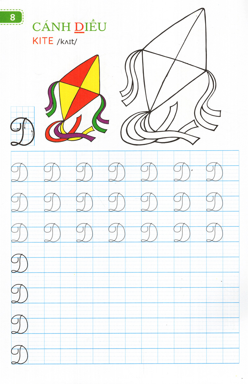 tập viết chữ đẹp & tô màu - kiểu chữ hoa (khổ nhỏ) - Ảnh 8