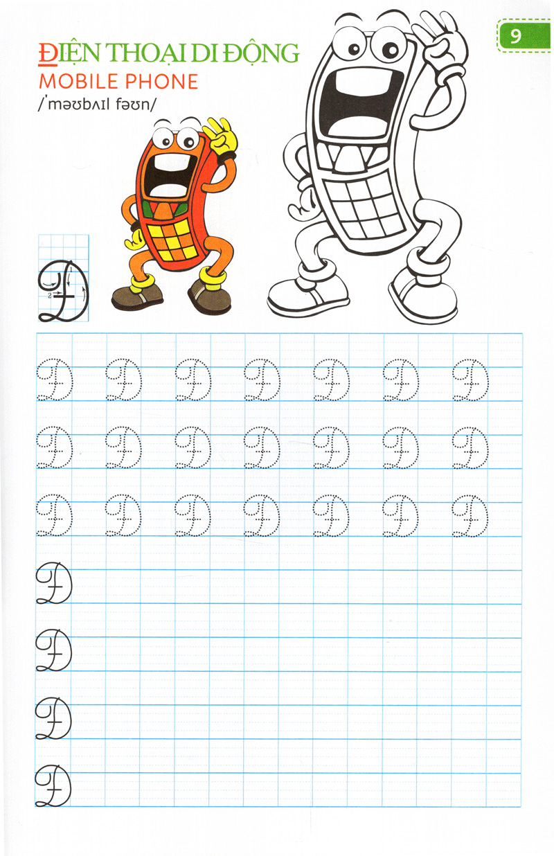 tập viết chữ đẹp & tô màu - kiểu chữ hoa (khổ nhỏ) - Ảnh 9