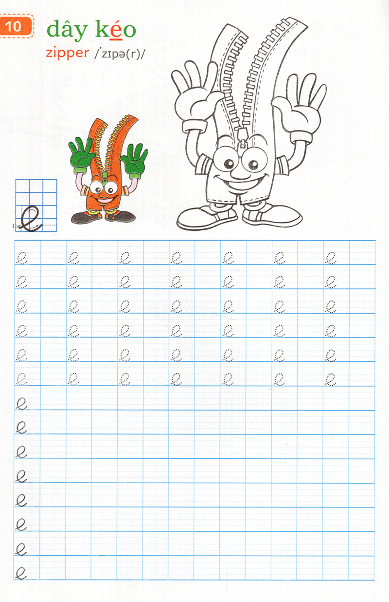 tập viết chữ đẹp & tô màu - kiểu chữ thường (khổ nhỏ) - Ảnh 10