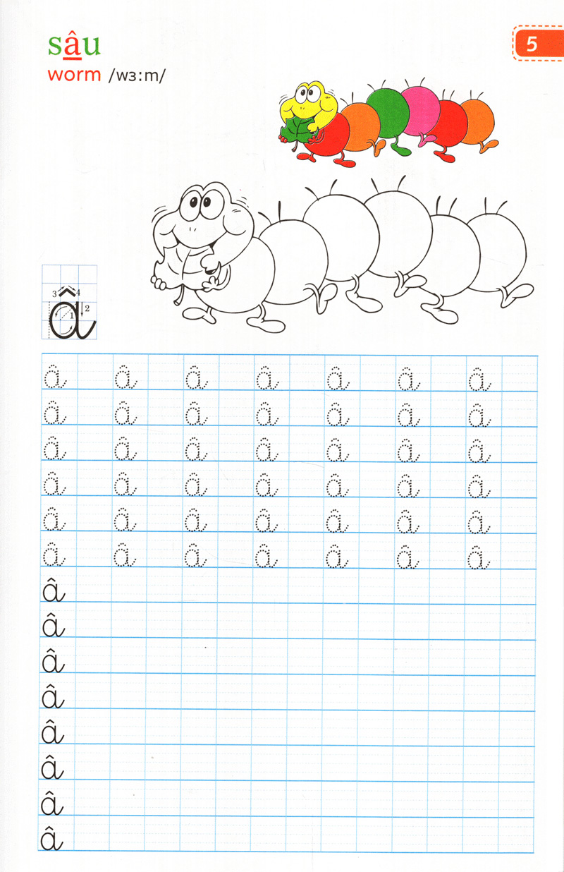 tập viết chữ đẹp & tô màu - kiểu chữ thường (khổ nhỏ) - Ảnh 5