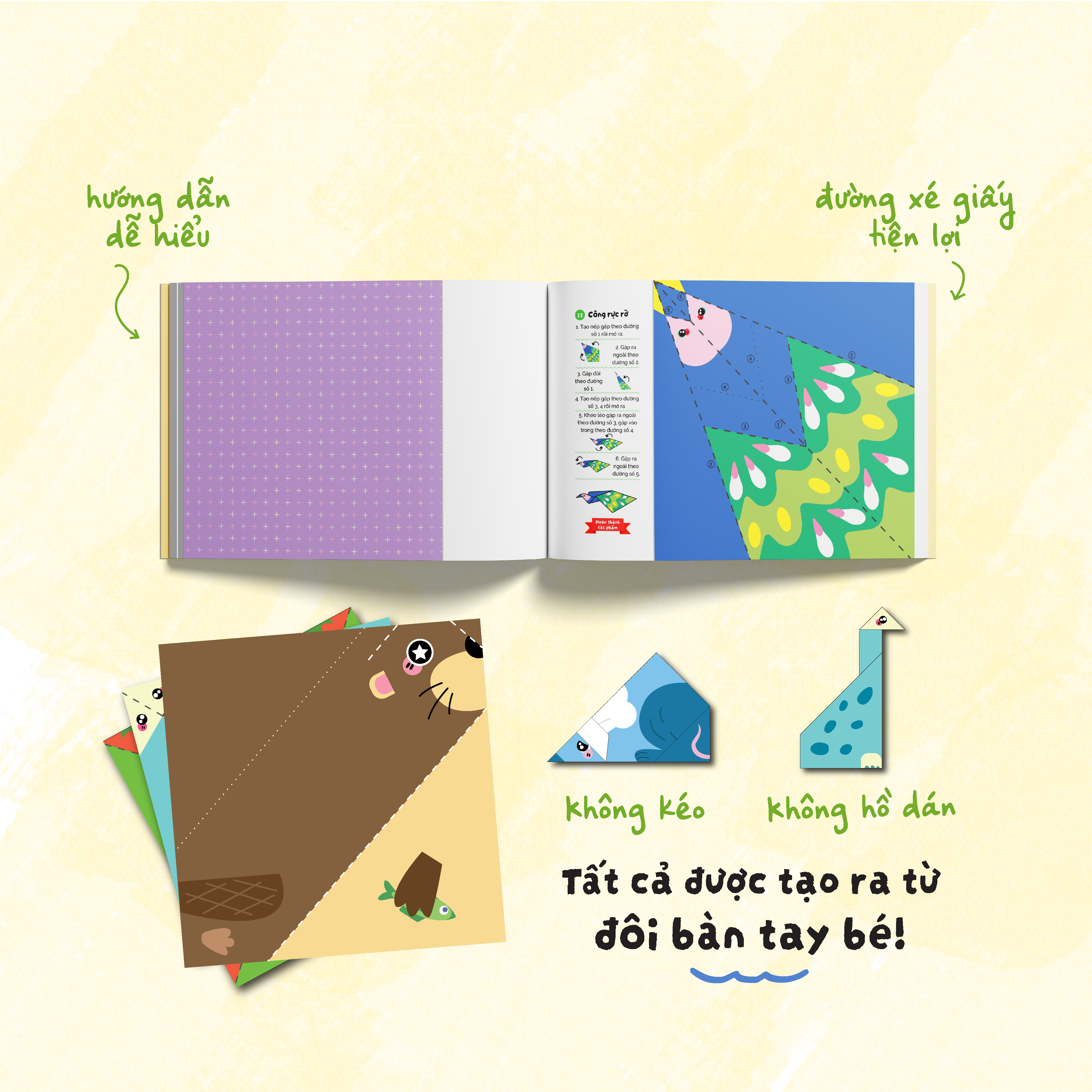 Thế Giới Giấy Gấp - Origami Cho Bé - Bầy Thú Tinh Nghịch - Ảnh 4