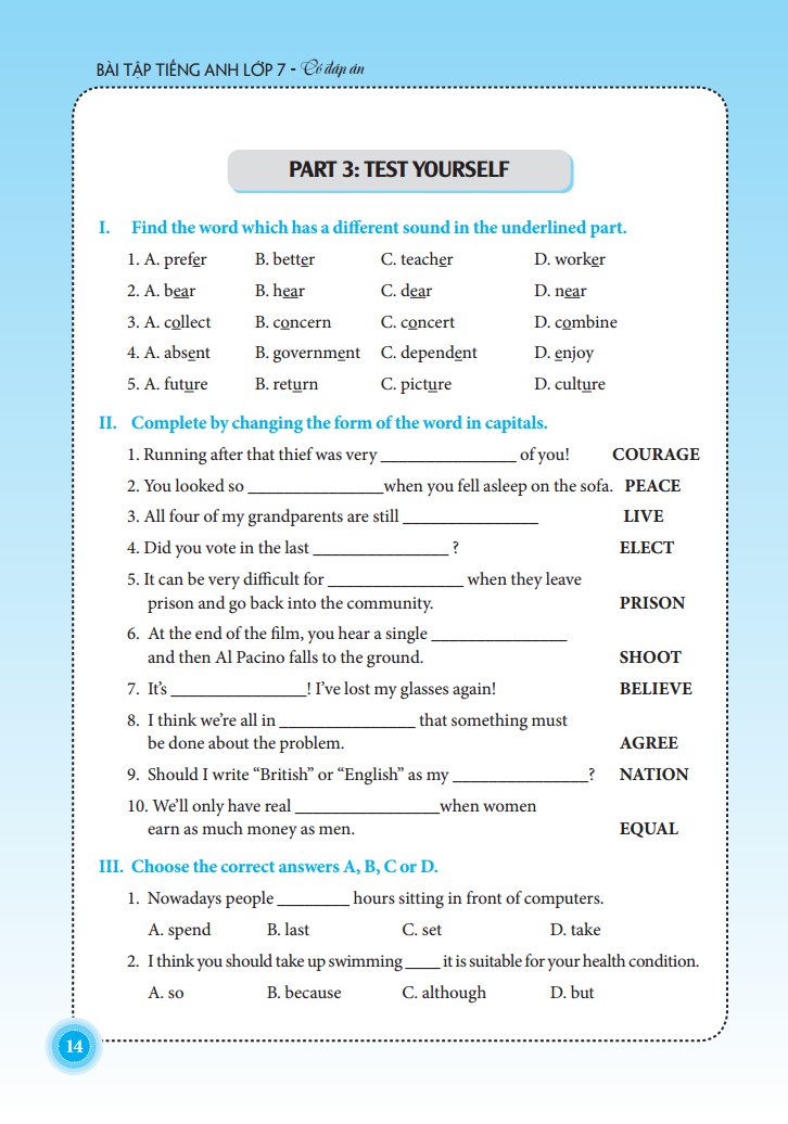 the langmaster - bài tập tiếng anh lớp 7 - có đáp án (tái bản 2021) - Ảnh 12