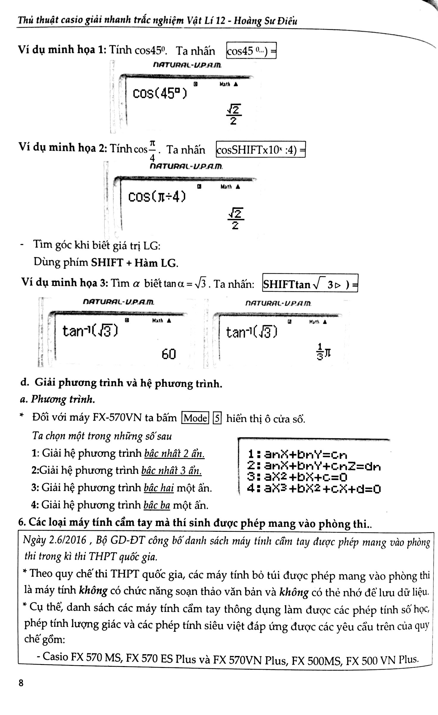thủ thuật casio giải nhanh trắc nghiệm vật lý 12 - Ảnh 6