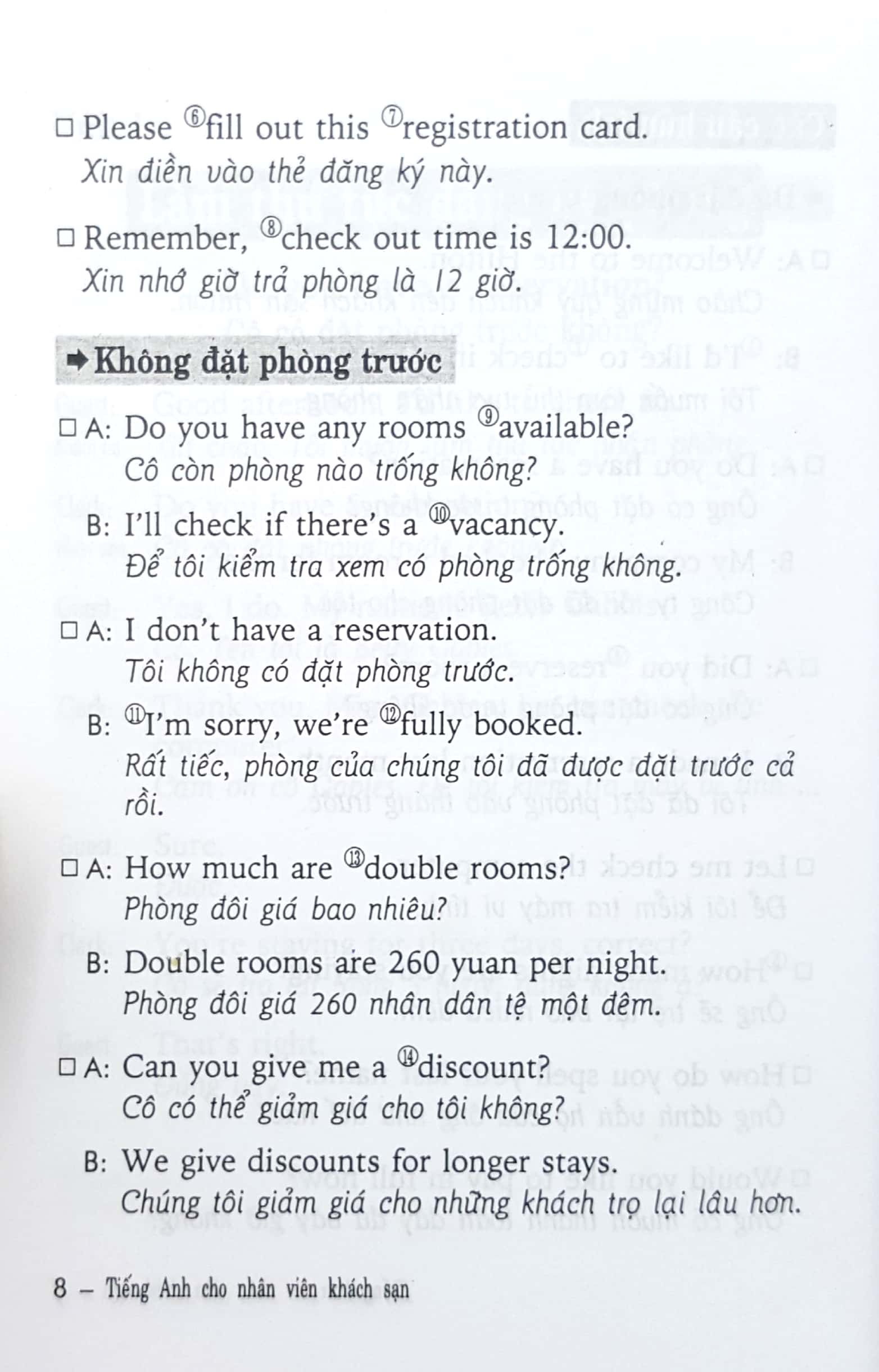 tiếng anh cho nhân viên khách sạn - sách bỏ túi - Ảnh 6