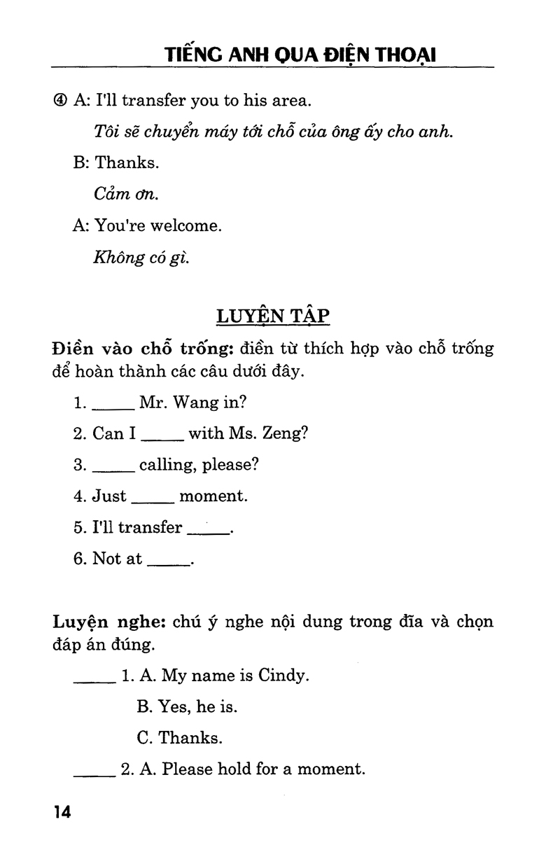 tiếng anh qua điện thoại - kèm cd - Ảnh 11