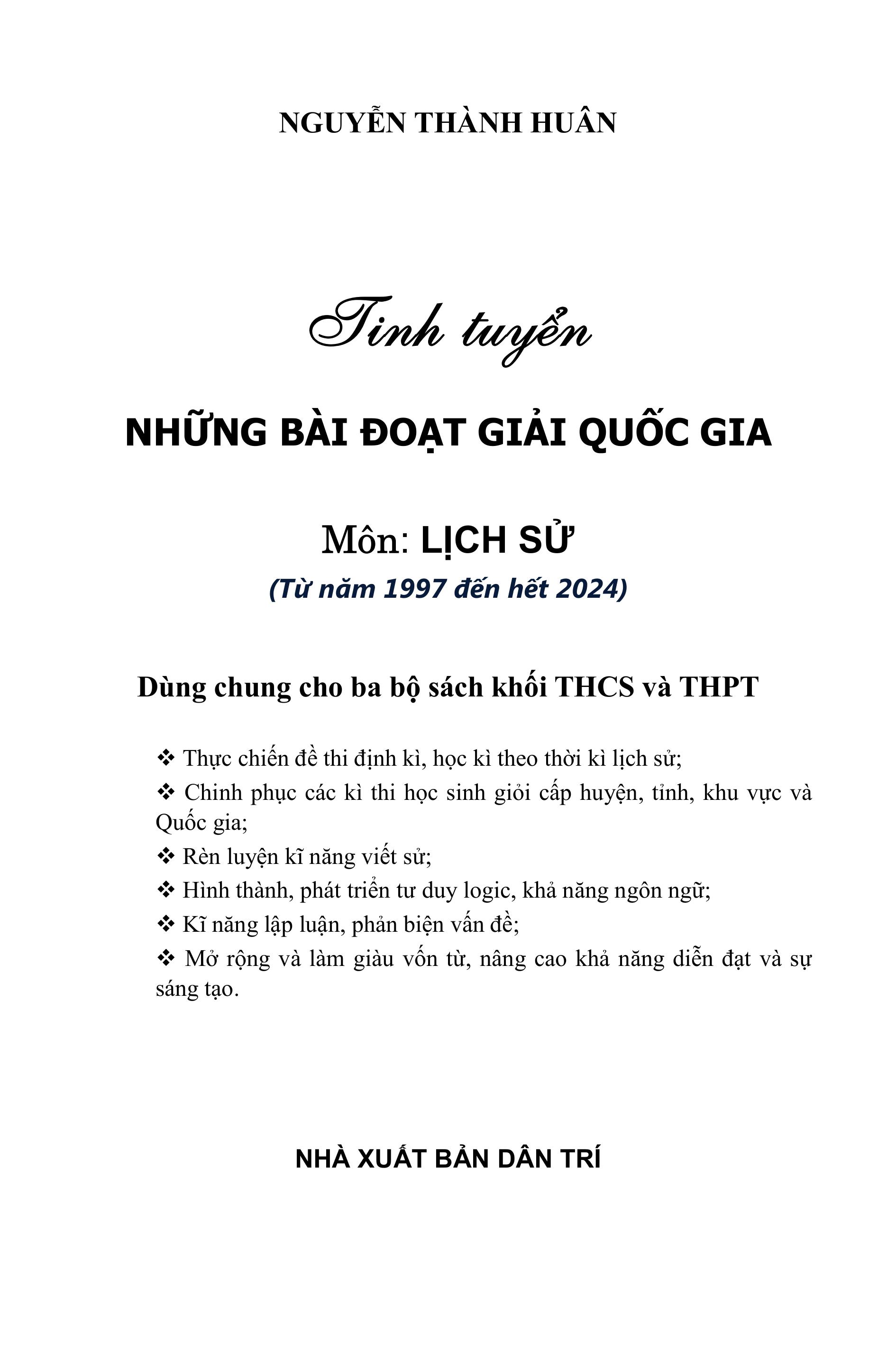 Tinh Tuyển Những Bài Đoạt Giải Quốc Gia - Môn Lịch Sử - Ảnh 3