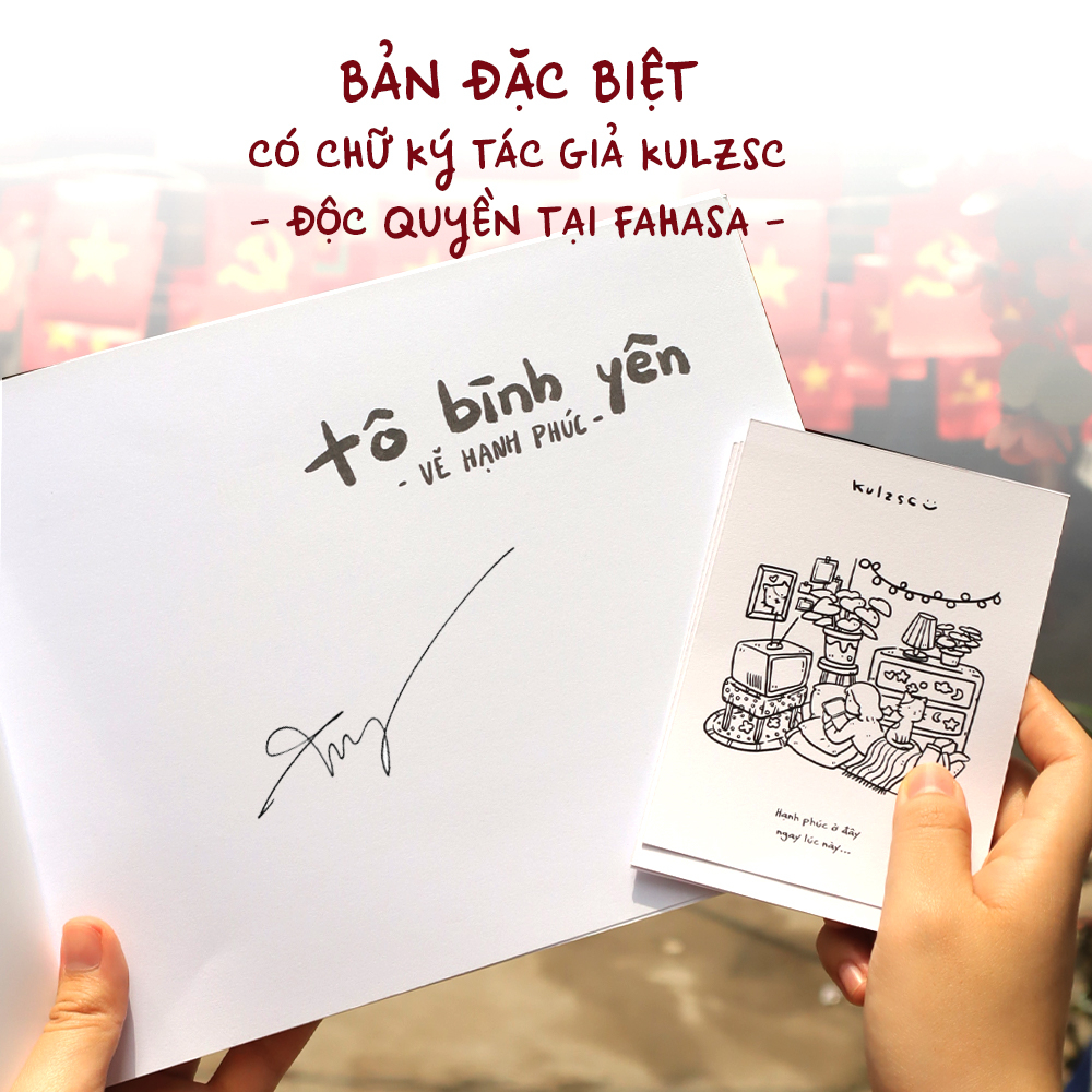 tô bình yên vẽ hạnh phúc - bản đặc biệt - tặng kèm chữ ký tác giả + bộ 3 postcard - độc quyền fahasa - Ảnh 3