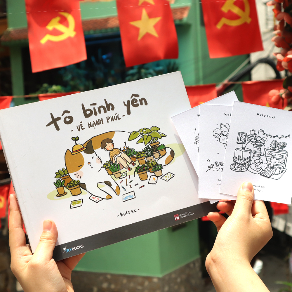 tô bình yên vẽ hạnh phúc - bản đặc biệt - tặng kèm chữ ký tác giả + bộ 3 postcard - độc quyền fahasa - Ảnh 6