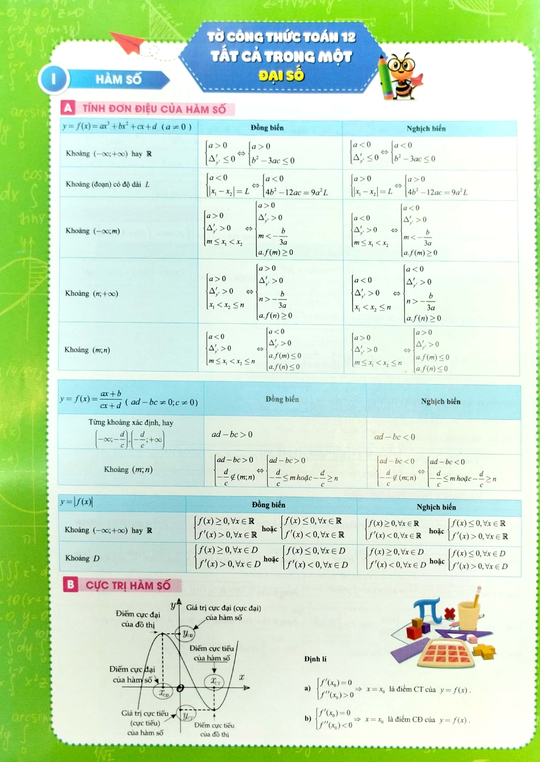 tờ công thức toán 12 - tất cả trong một: đại số + hình học - Ảnh 7