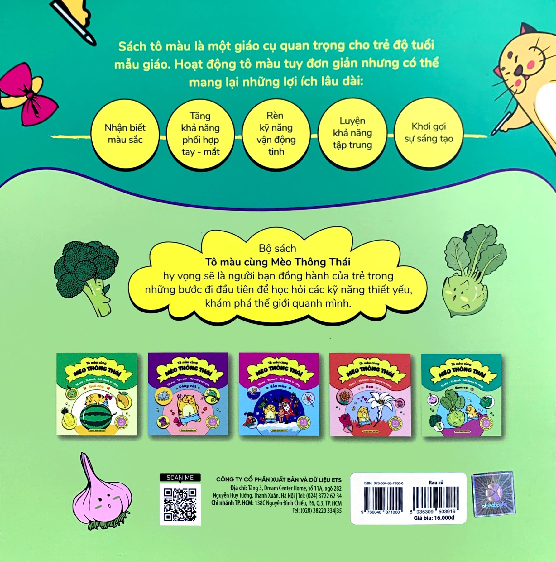 tô màu cùng mèo thông thái - song ngữ việt-anh - rau củ (dành cho trẻ từ 3-5 tuổi) - Ảnh 7