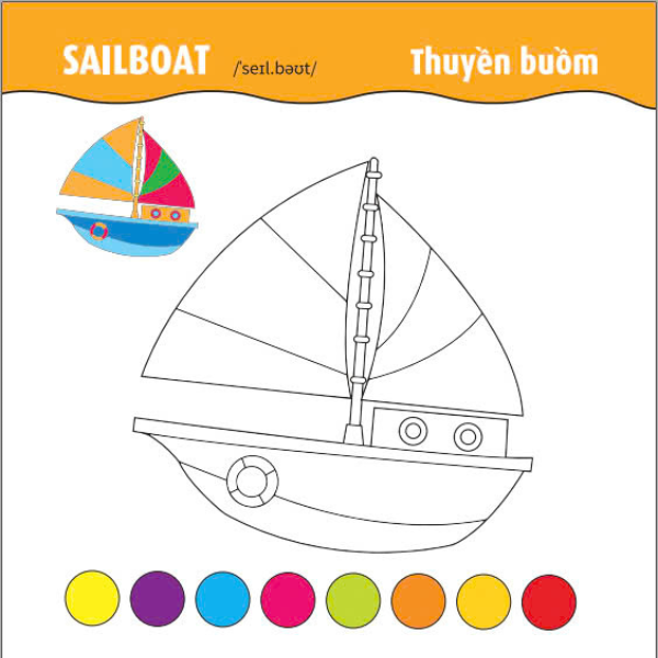 tô màu phát triển iq-eq-cq - song ngữ anh-việt - ôtô-tàu thuyền-máy bay - tập 1 - Ảnh 4