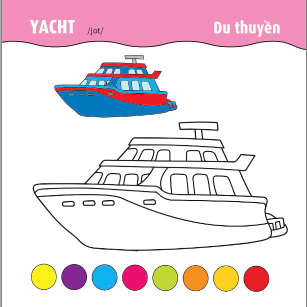 tô màu phát triển iq-eq-cq - song ngữ anh-việt - ôtô-tàu thuyền-máy bay - tập 3 - Ảnh 4