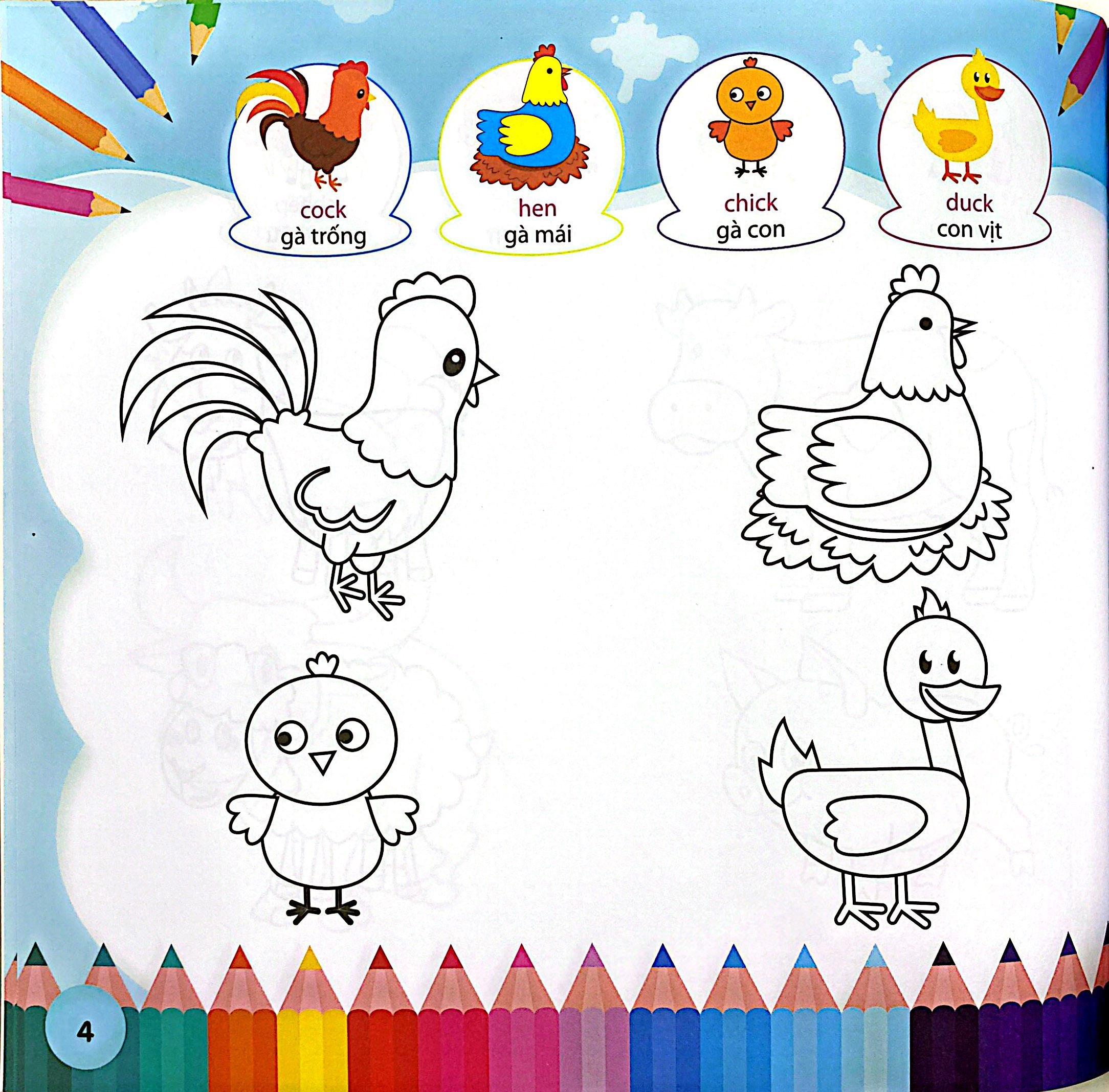 Tô Màu Sáng Tạo 2-6 Tuổi - Bé Tô Màu 9999 - Song Ngữ Anh-Việt - Ảnh 5